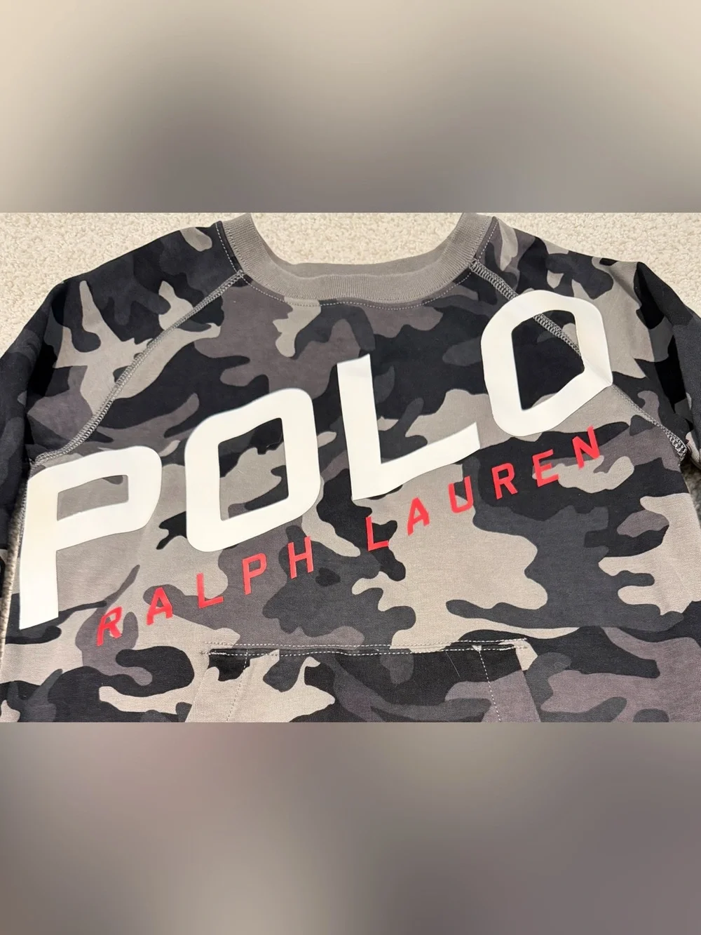 NWOT Polo Ralph Lauren boys knit gray camo sweatshirt size 7